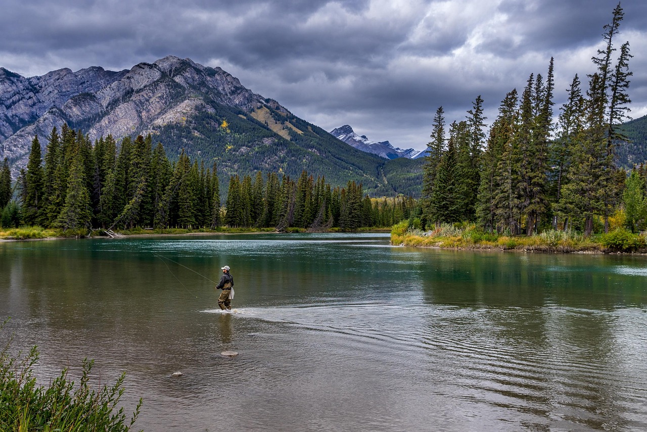 Helicopter flying over the Canadian Rockies